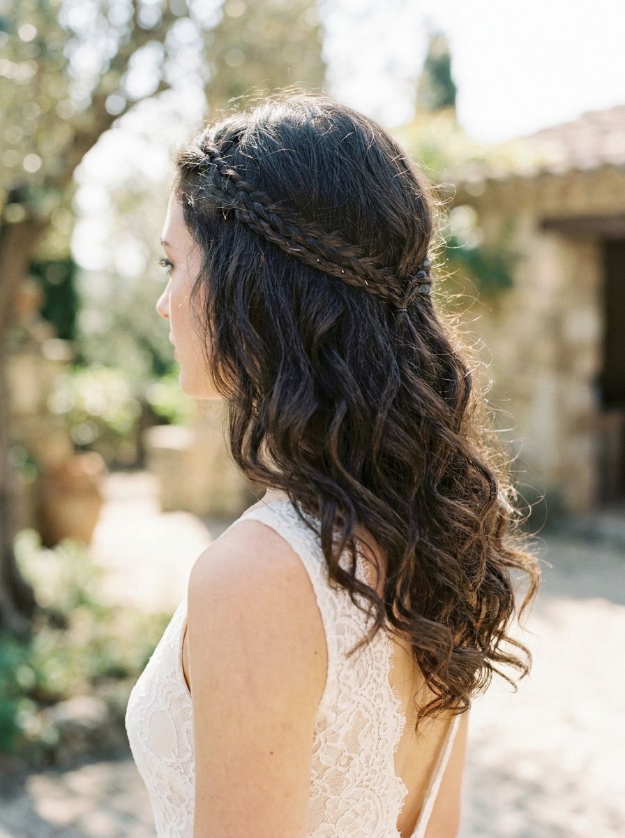Kleine seitliche Zöpfe mit offenen Wellen - Flechtfrisuren Hochzeit